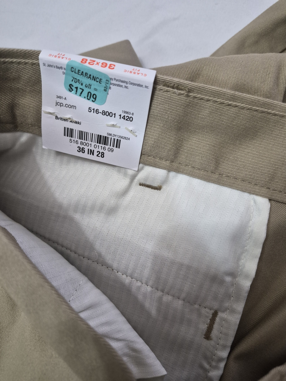 St. John's Bay Men's Khaki Chinos - Light Tan - Picture 4 of 4
